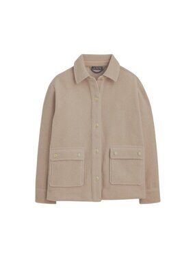 J.Crew Bouclé Shirt Jacket Size S Sandstone Tan Gold Buttons Collared old money
